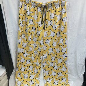 Mens Pokemon Size XL 40-42 Graphic Yellow with Pockets & Drawstring Sleep Pants